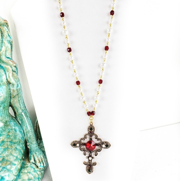 FINAL PRICE Catherine the Great Czech Glass Cross - Picture 2 of 6